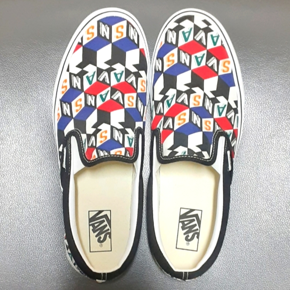 Vans Men's Slip on Multi Color Checkered Shoes (Size 11.5) - Picture 3 of 15